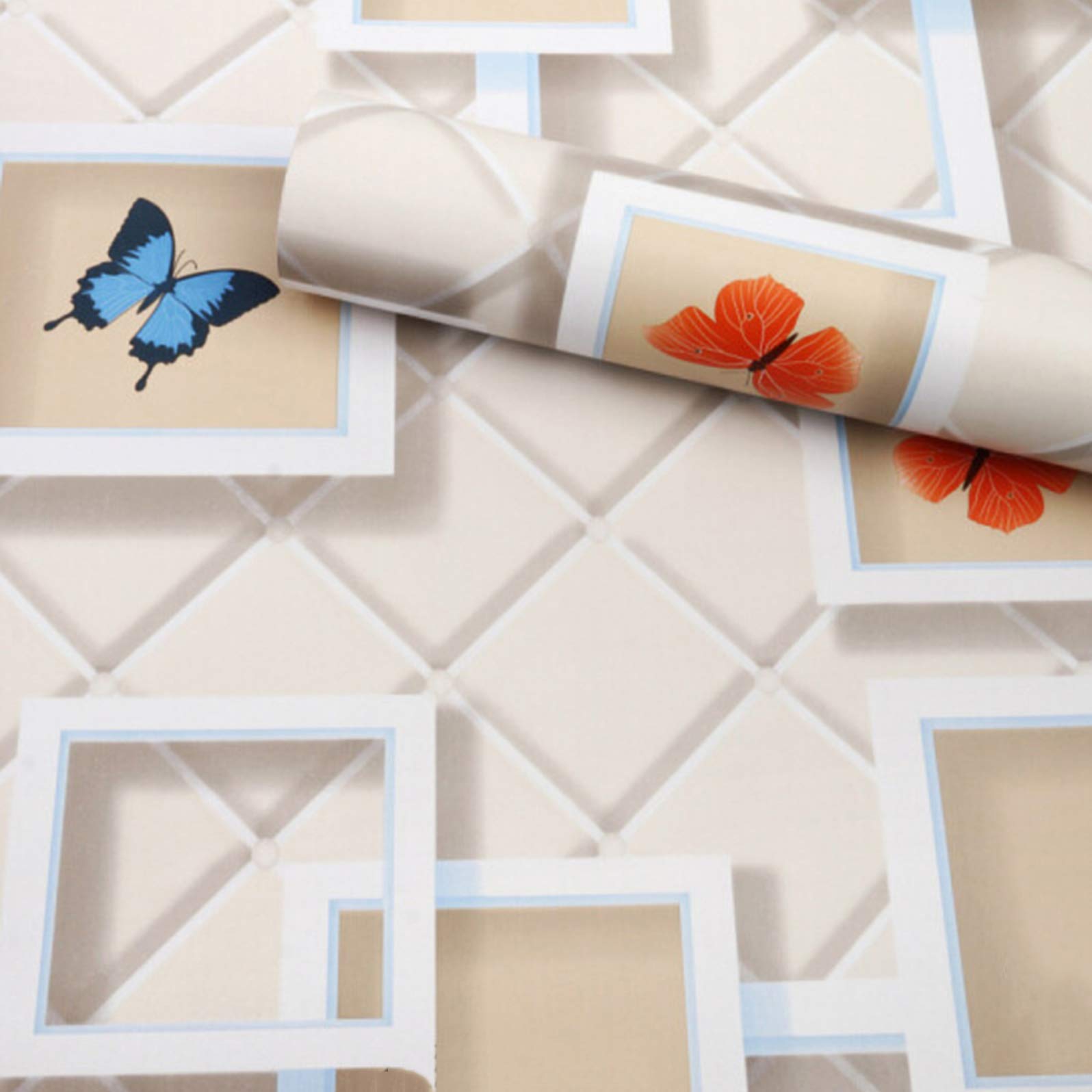 wolpin Wall Stickers Wallpaper (45 cm x 10 m) 3D Frame Butterfly PVC DIY Self Adhesive Decal, Kids Room, Nursery Interior Decor,